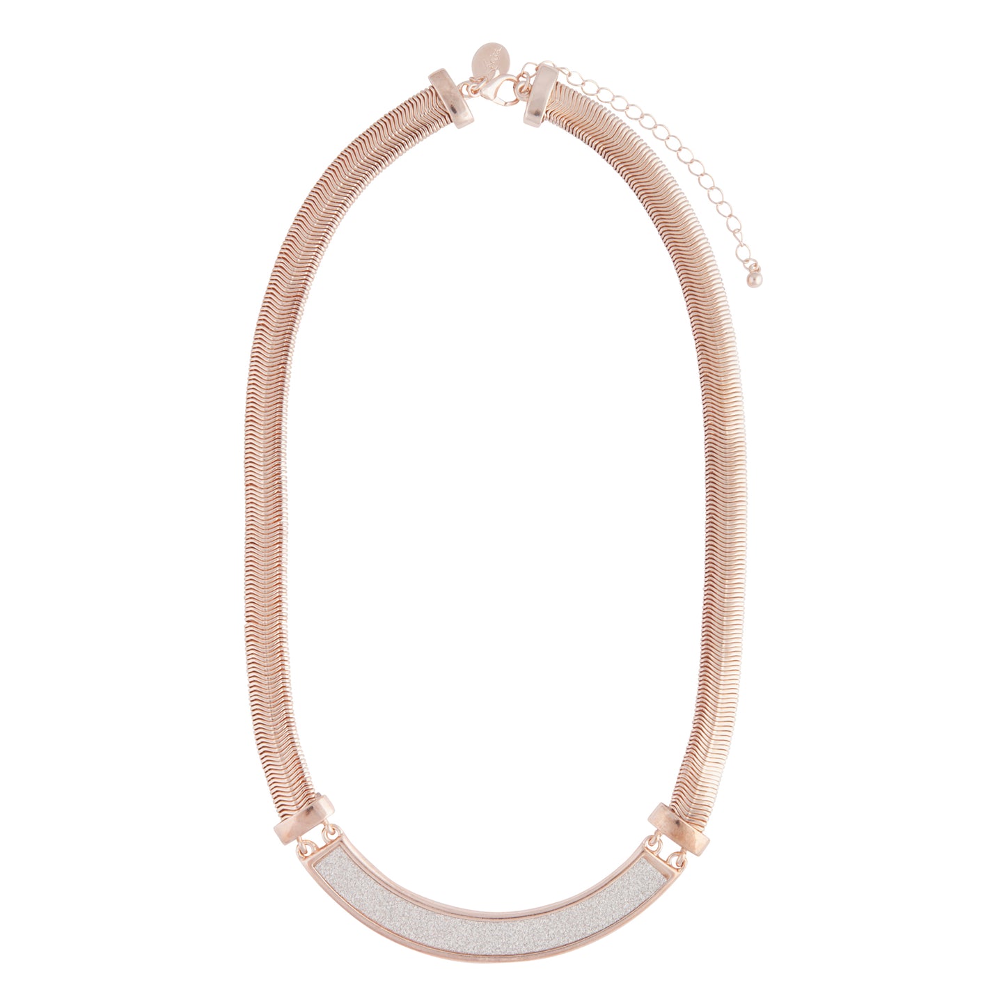 ROSE GOLD THICK SNAKE CHAIN COLLAR NECKLACE WITH GLITTER BAR