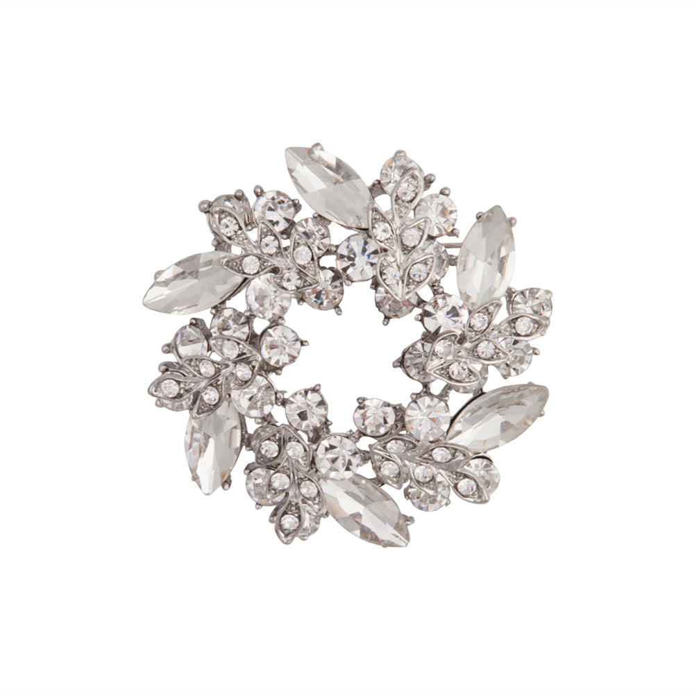 CRYSTAL JEWELLED WREATH BROOCH