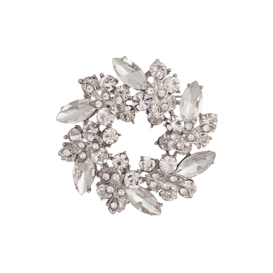 CRYSTAL JEWELLED WREATH BROOCH