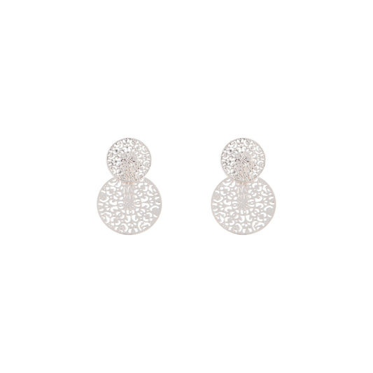SILVER CIRCLE FILIGREE JACKET EARRING