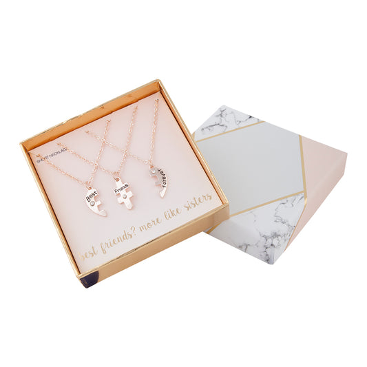THREE BEST FREINDS GIFT BOX NECKLACE IN ROSE GOLD