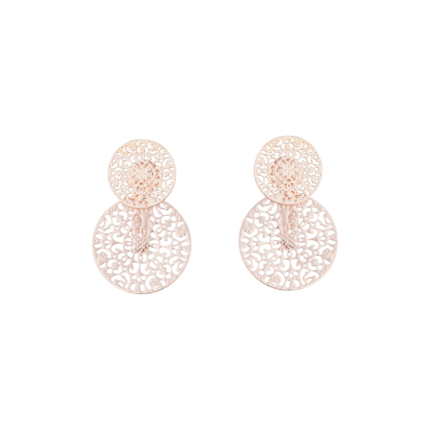 ROSE GOLD CIRCLE FILIGREE JACKET EARRING