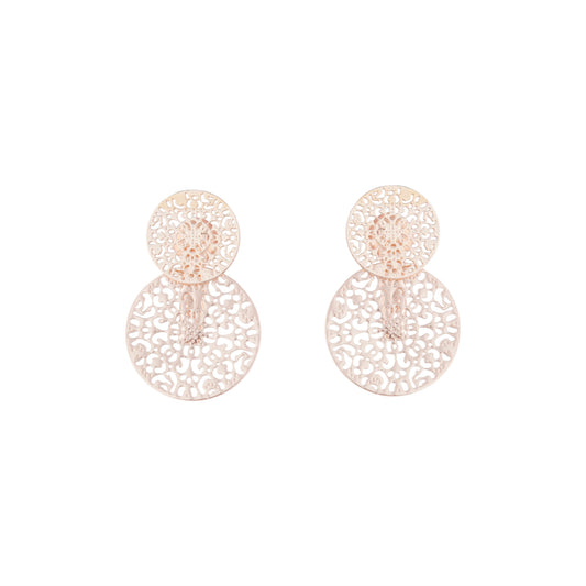 ROSE GOLD CIRCLE FILIGREE JACKET EARRING
