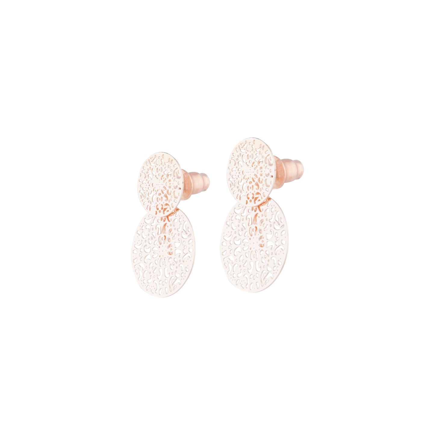 ROSE GOLD CIRCLE FILIGREE JACKET EARRING