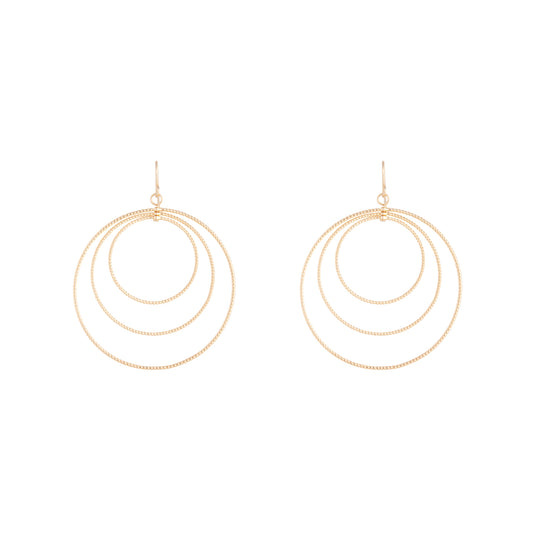 GOLD MULTI DIA CUT HOOP DROP EARRING