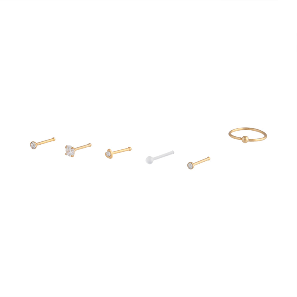 BOPK SG MIX NOSE STUD RG 6PK