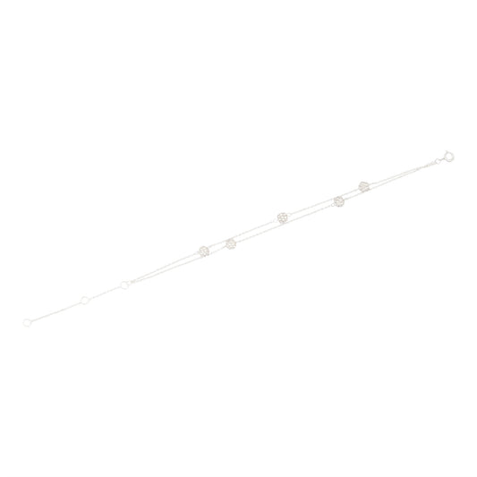 STERLING SILVER DOUBLE STRAND FIREBALL STATION FINE BRACELET