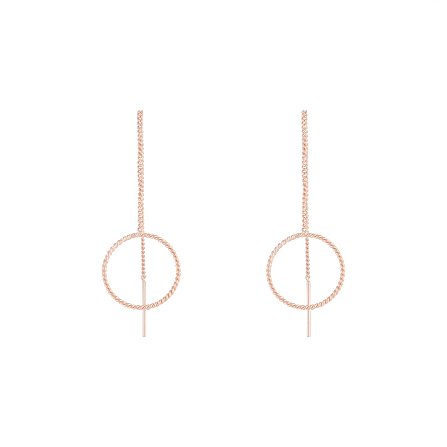 ROSE GOLD CIRCLE AND CRYSTAL THREAD THROUGH EARRING