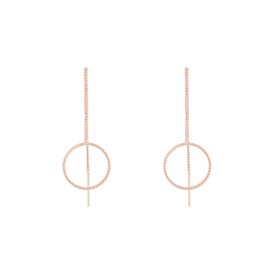 ROSE GOLD CIRCLE AND CRYSTAL THREAD THROUGH EARRING