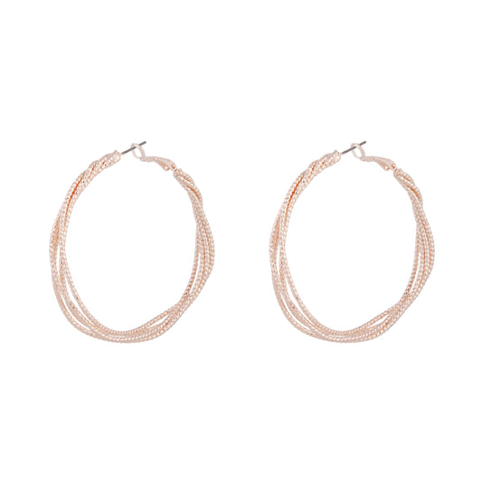 QUADRUPLE WEAVE OF DIA CUT HOOPS IN ROSE GOLD EARRING