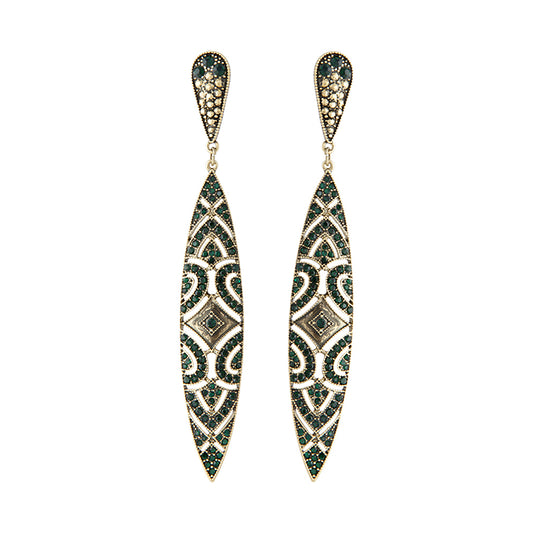 EMERALD DECO SHIELD EARRING
