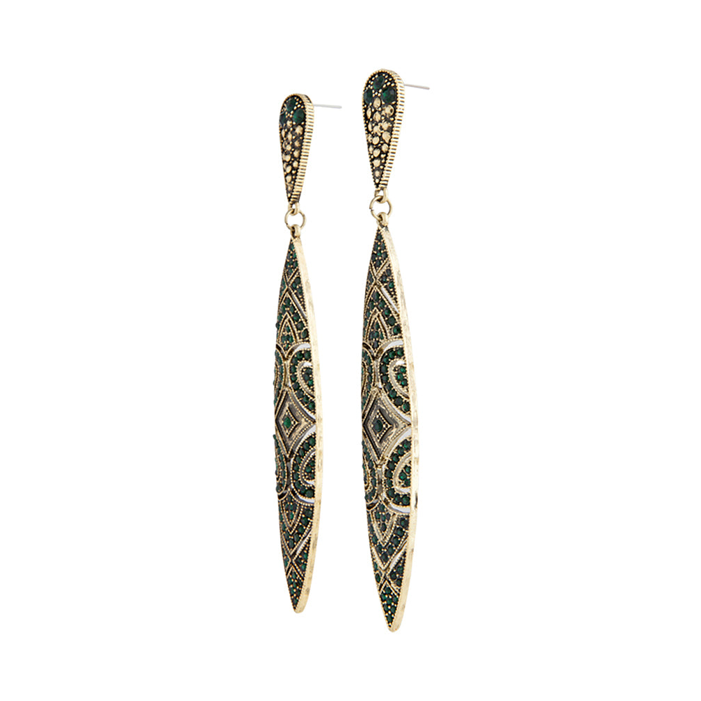EMERALD DECO SHIELD EARRING