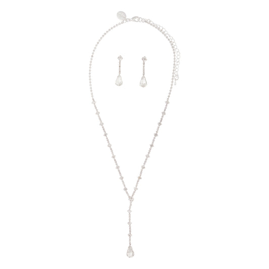 DIAMANTE STATION Y NECKLACE AND SMALL DROP EARRING SET