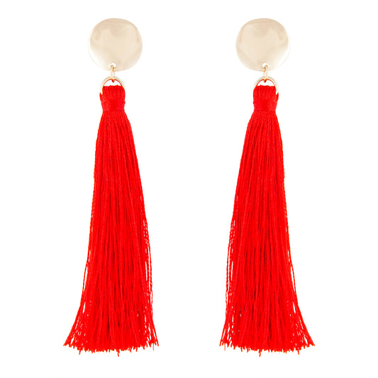 RED SG DISC TASSEL DROP EAR