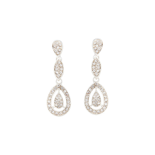 SILVER DIAMANTE STONE SET CUT OUT EARRING