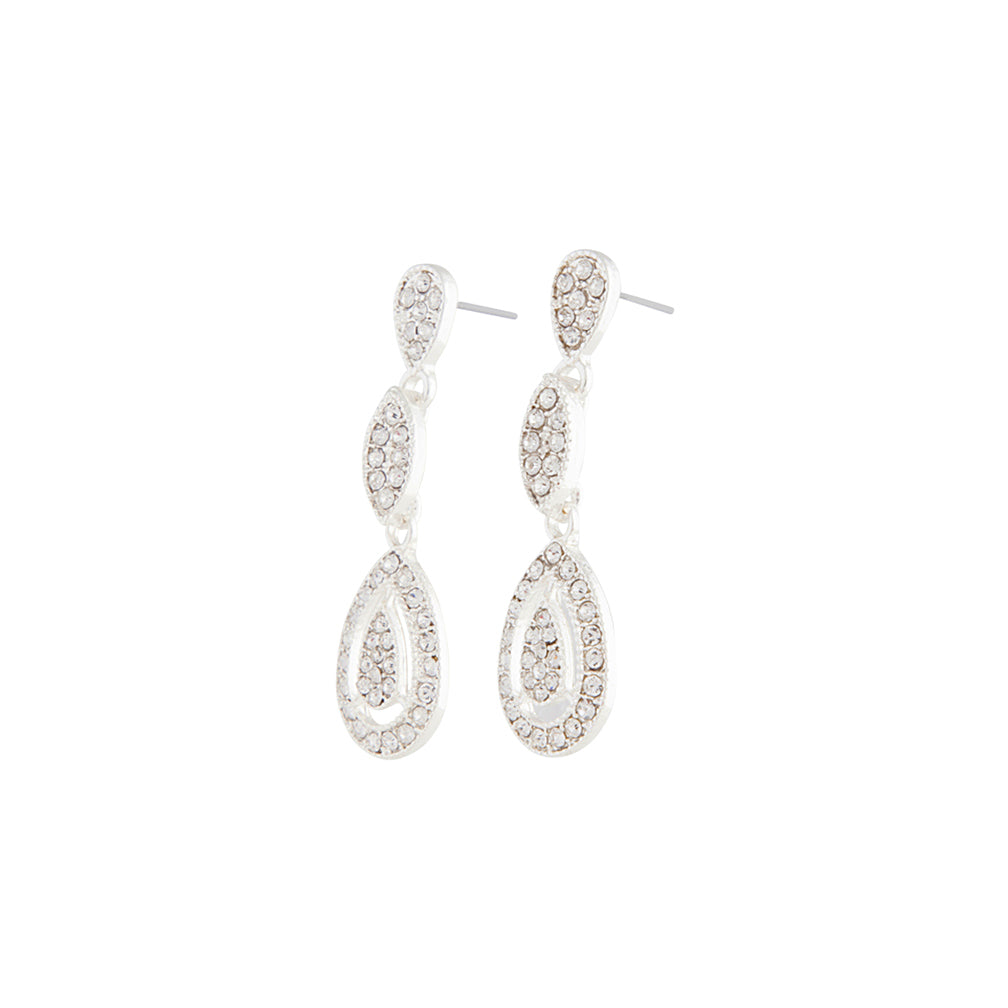SILVER DIAMANTE STONE SET CUT OUT EARRING