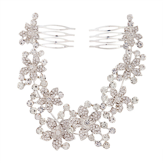 DIAMANTE MULTI FLOWER DRAPE HAIR CLIP