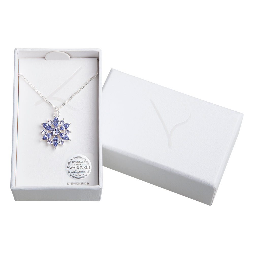 LAVENDER FACETED CRYSTAL FLOWER PENDANT NECKLACE