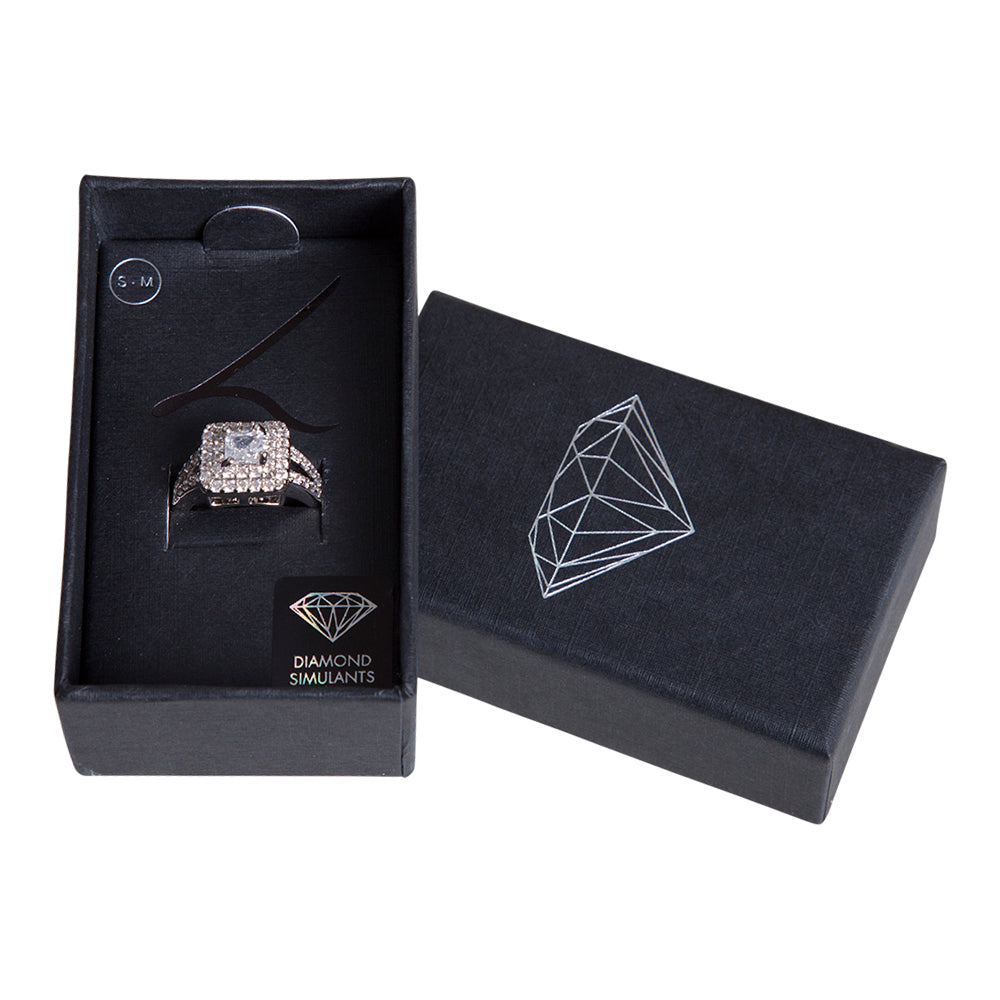 SQUARE CRYSTAL ENGAGEMENT RING