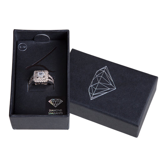 SQUARE CRYSTAL ENGAGEMENT RING