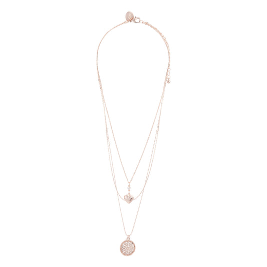 3ROW CHAIN FILIGREE & HEART SHORT NECKLACES