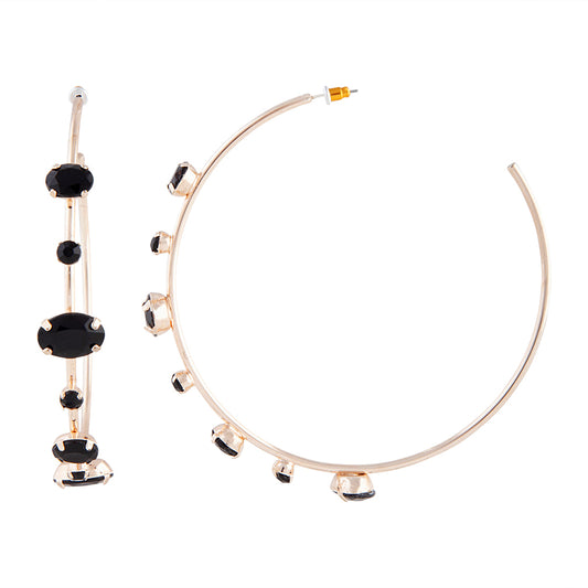 BLGO  RG STONE SET LRG HOOP ER