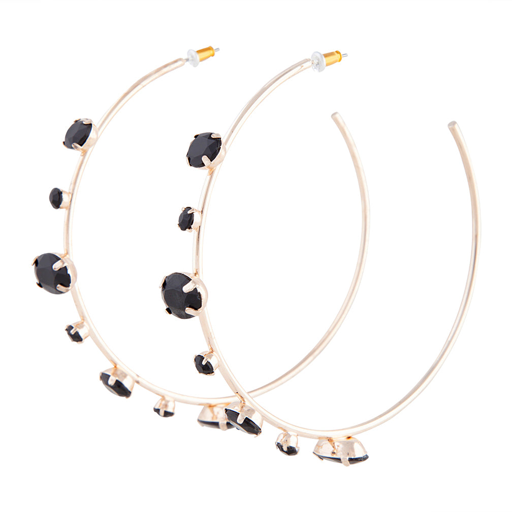 BLGO  RG STONE SET LRG HOOP ER