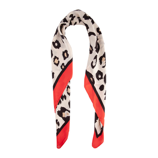 RED BORDER LEOPARD SCARF