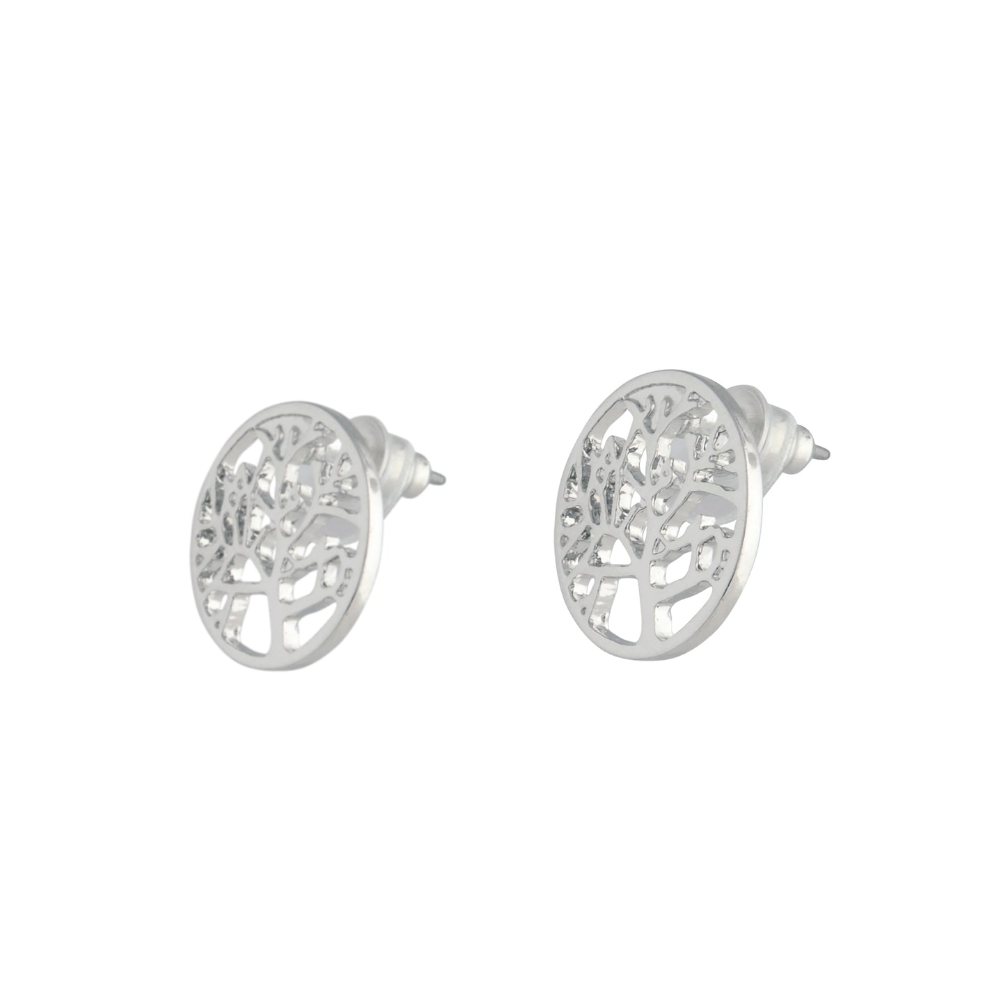 SILVER TONE TREE OF LIFE EARRING