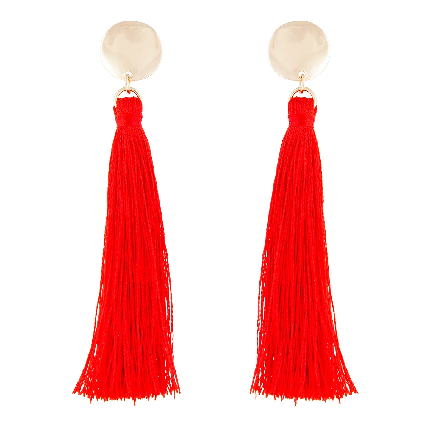 RED SG DISC TASSEL DROP EAR