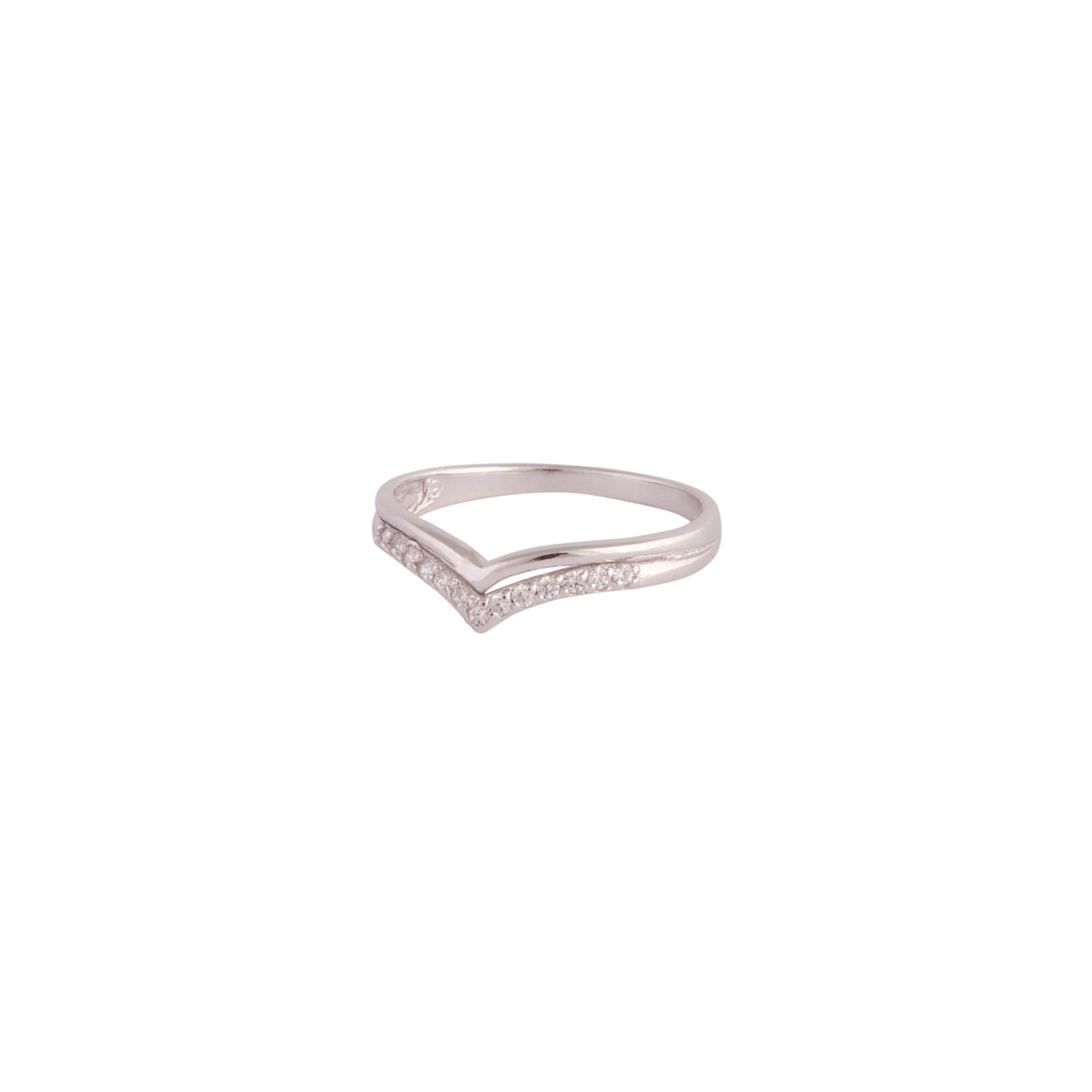 STERLING SILVER AND DIAMANTE DOUBLE CHEVRON BAND