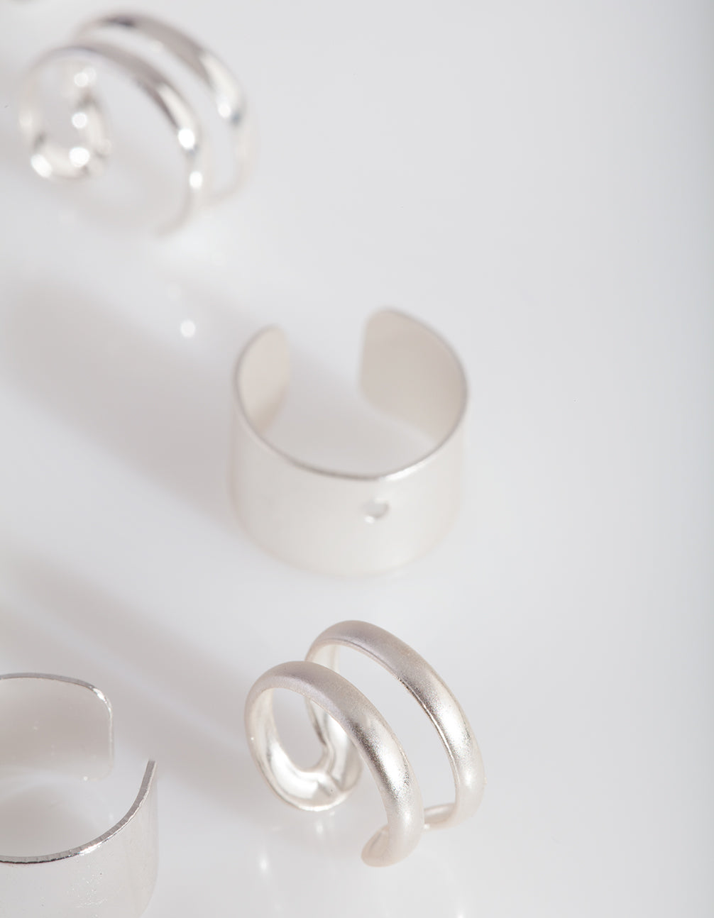 SILVER BRUSHED AND POLISHED EAR CUFF PACK