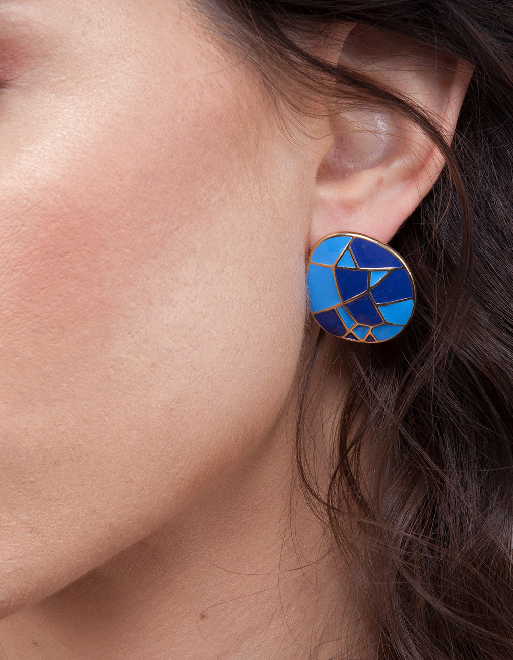 BLUE SG ENAM MOSAIC STUD ER
