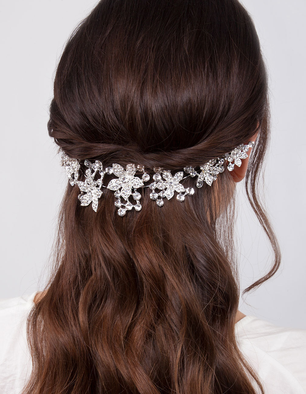 DIAMANTE MULTI FLOWER DRAPE HAIR CLIP