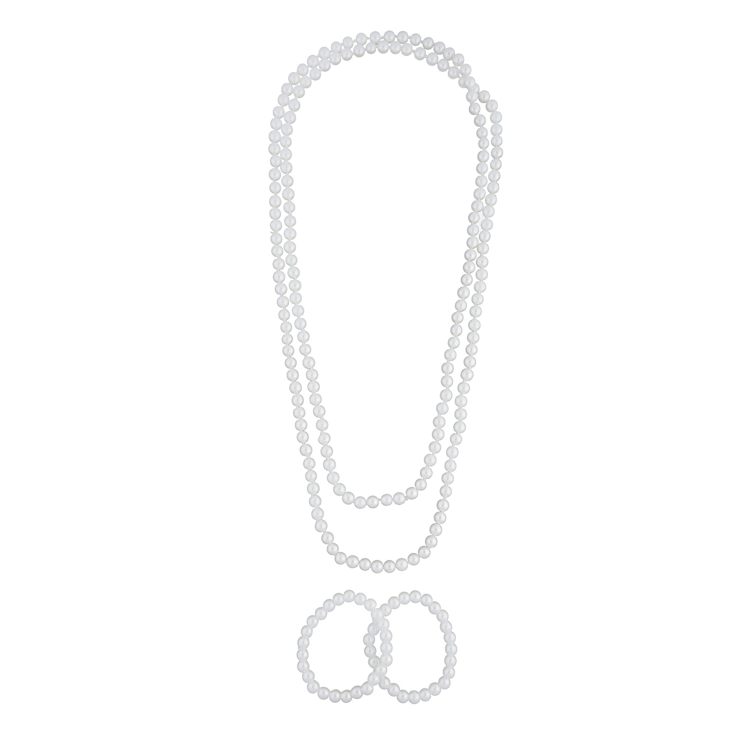 LONG DOUBLE STRAND PEARL NECKLACE AND BRACELET SET
