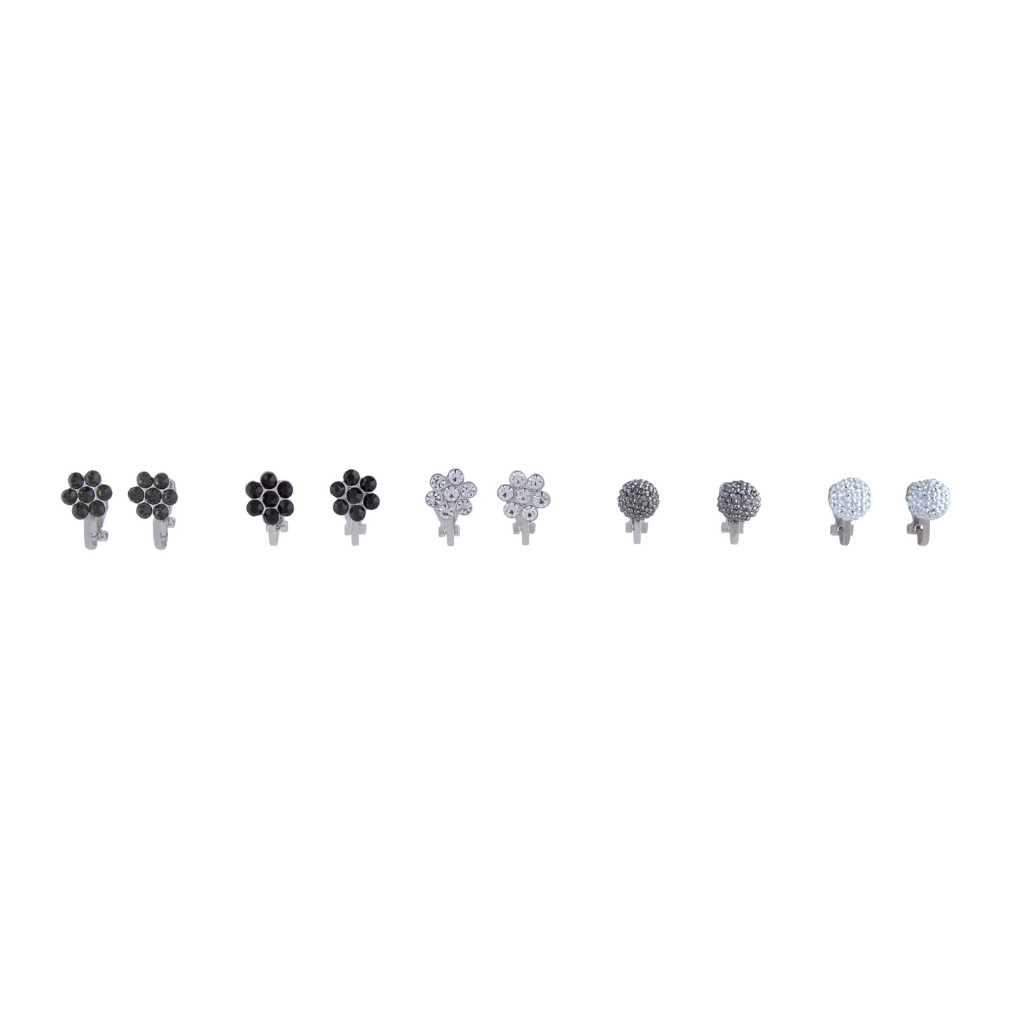 MIXED METAL FIREBALL AND FLOWER CLIP ON EARRING 5PACK