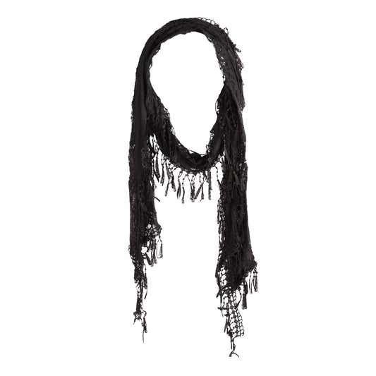 BOB FB BLK LACE TASSEL SCARF