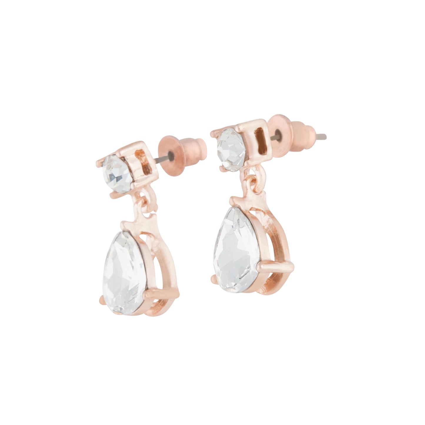 MINI ANGELINA CRYSTAL STUD & TEARDROP IN ROSE GOLD EARRING