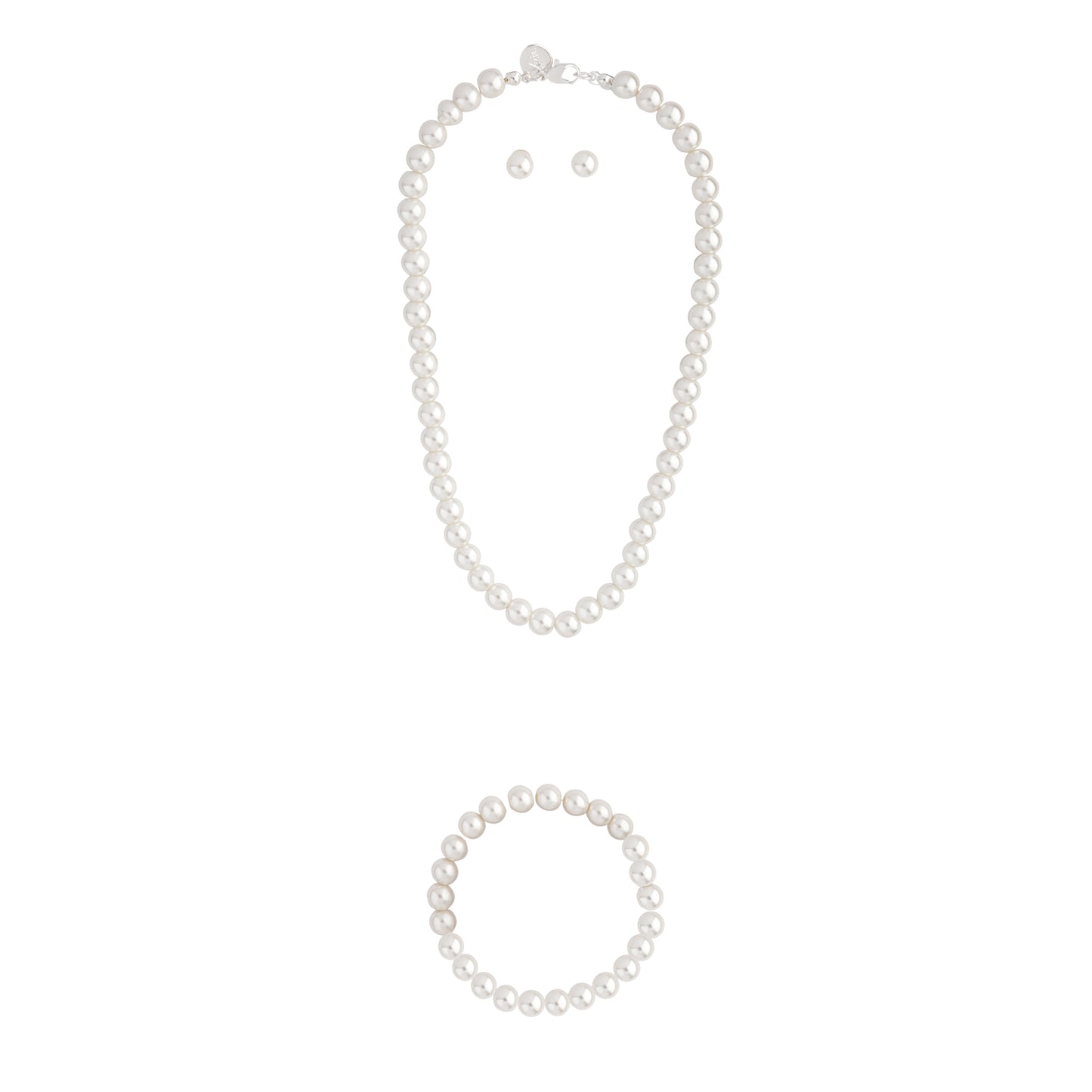 COMPLETE CLASSIC PEARL NECKLACE BRACELET AND EARRING SET