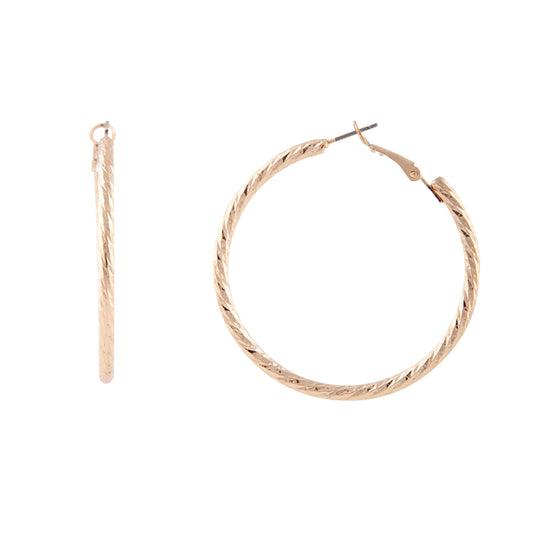 3CM DIA CUT EDGE HOOP IN GOLD EARRING
