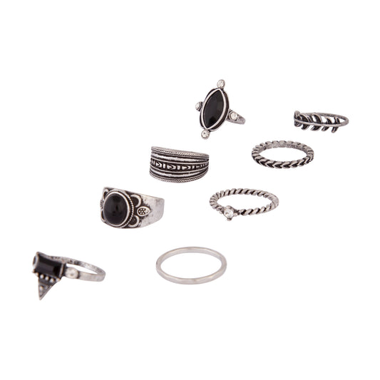 BOHO BURNISHED SILVER RING PACK