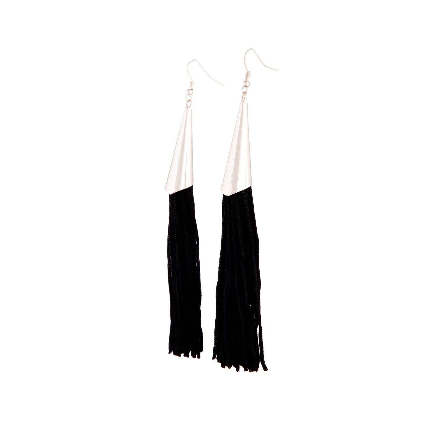 ROSE GOLD CAP WITH BLACK TASSEL EARRING
