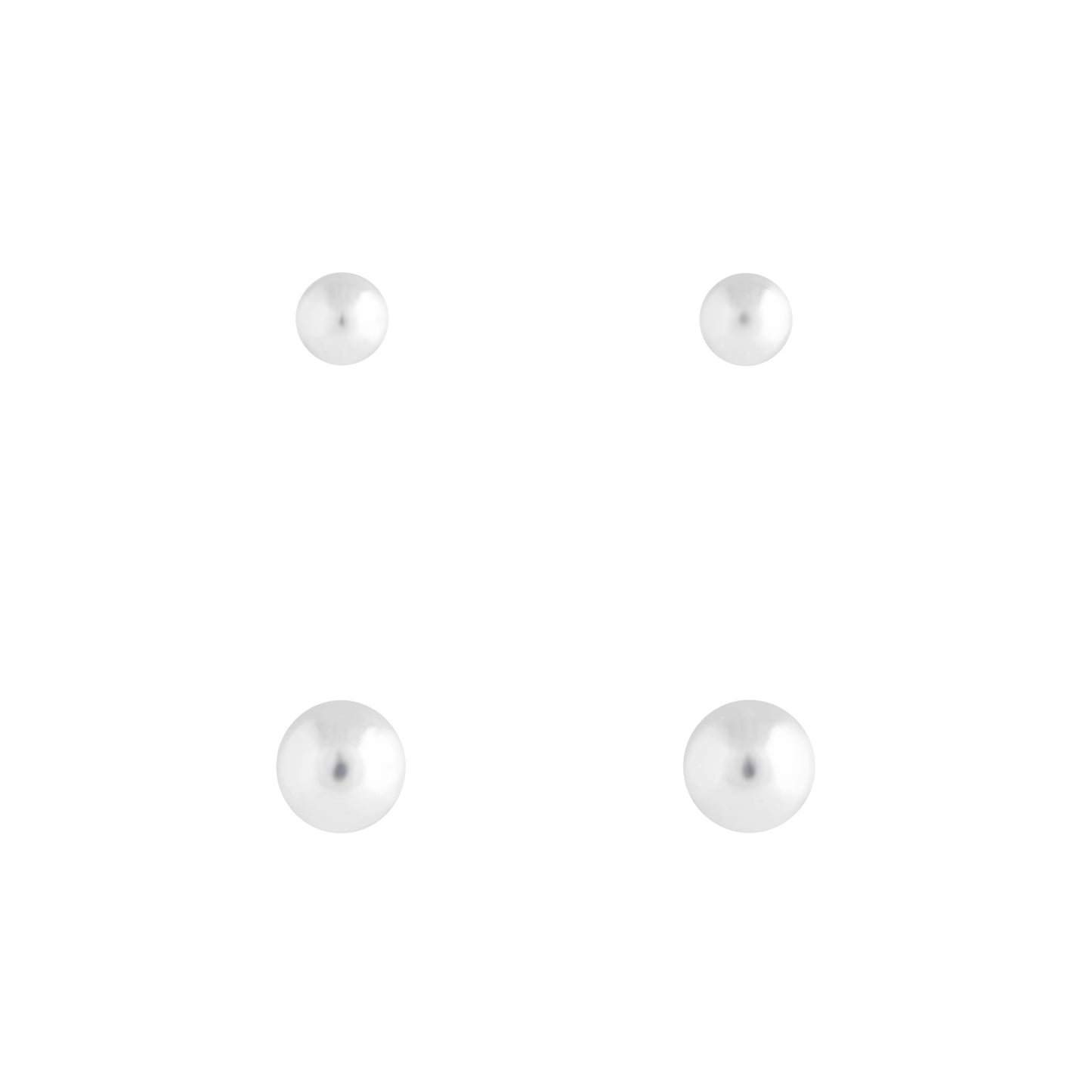 STERLING SILVER 4MM&6MM BALL STUD 2PK EARRING
