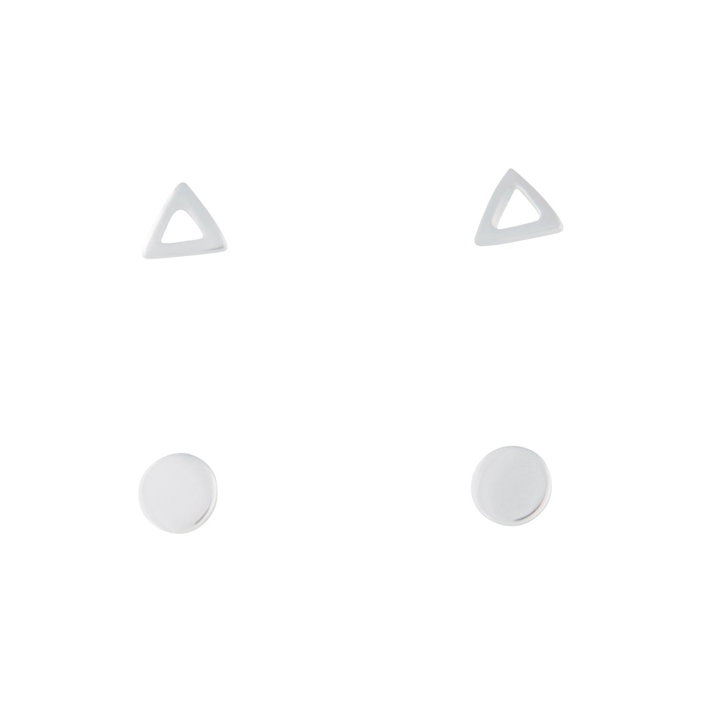 STERLING SILVER TRIANGLE AND CIRCLE 2 PACK STUD EARRINGS