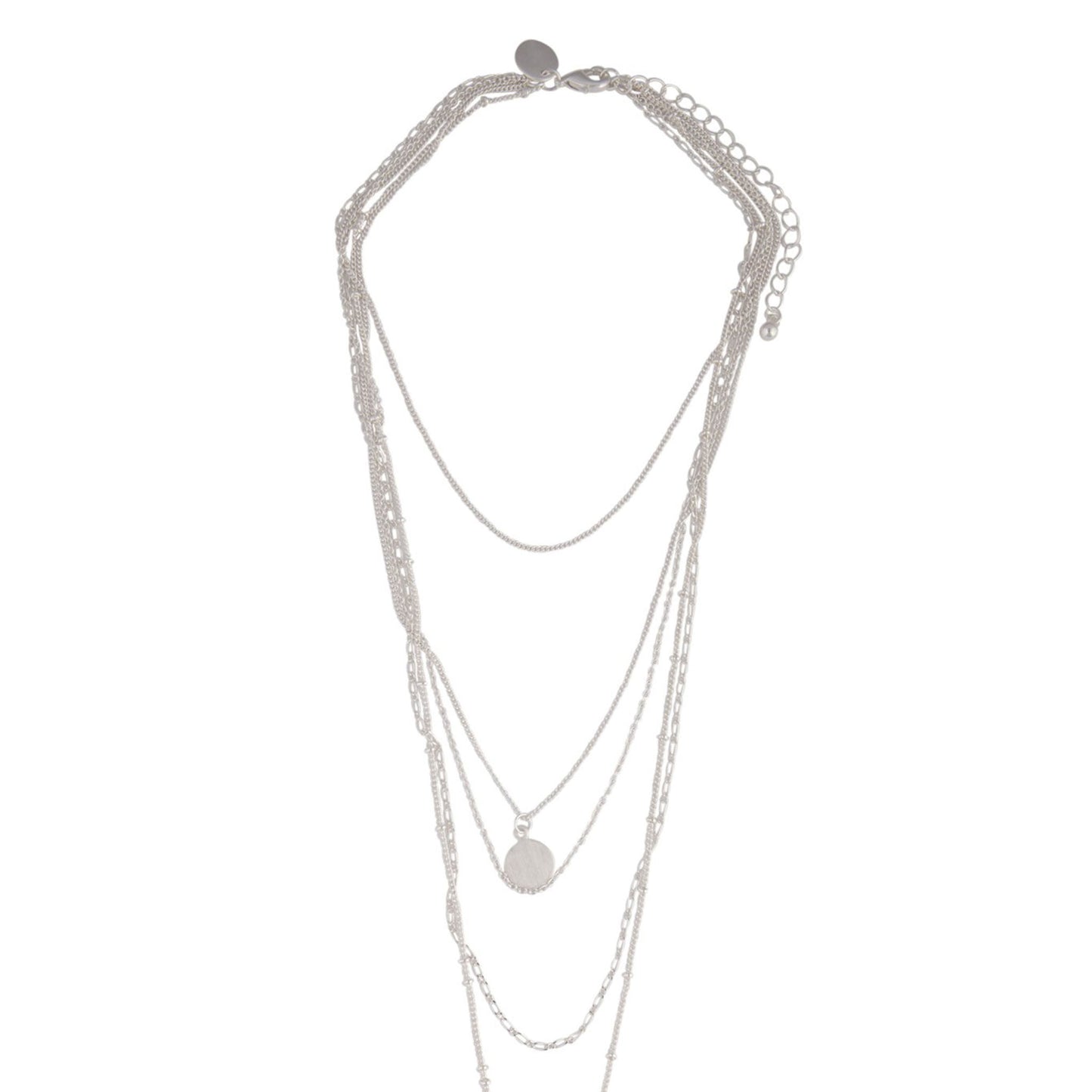 MULTIROW DELICATE SILVER CHOKER WITH LARGE FILIGREE PENDANT