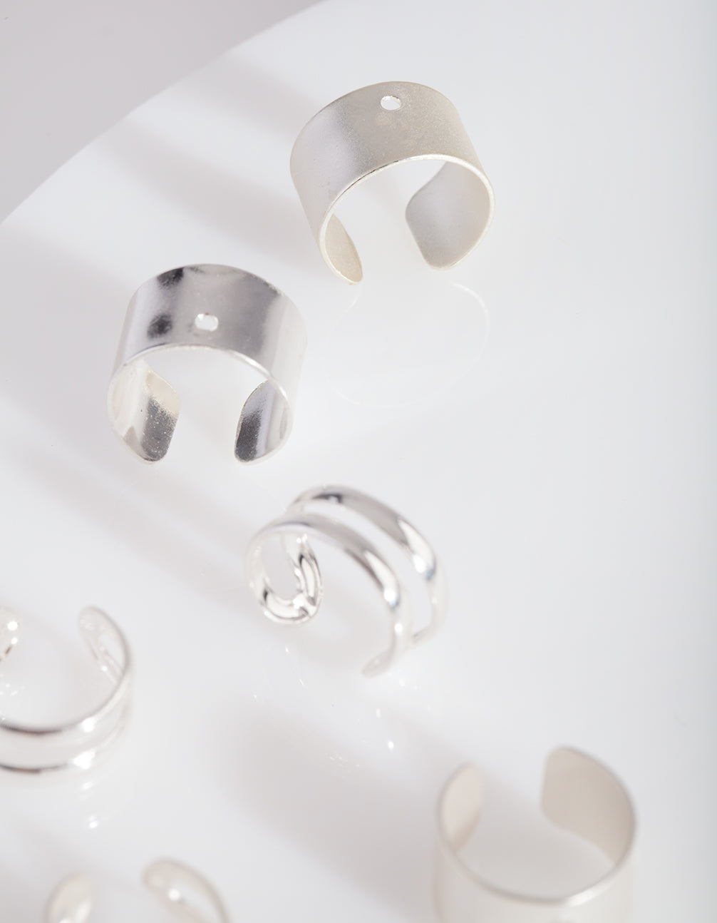 SILVER BRUSHED AND POLISHED EAR CUFF PACK