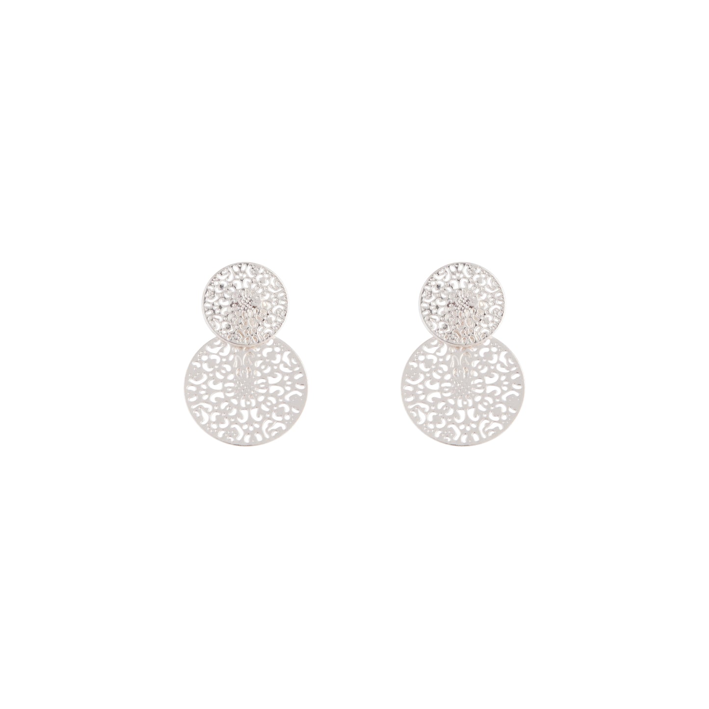 SILVER CIRCLE FILIGREE JACKET EARRING