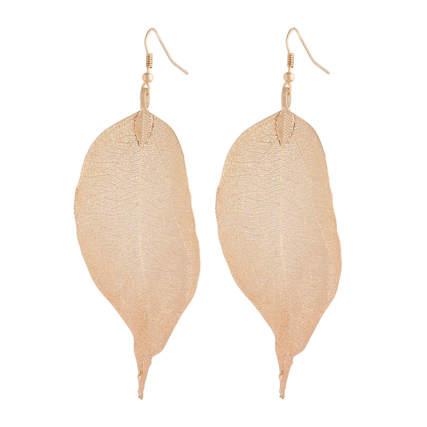 NATURAL LEAF EARRING PLATED IN GOLD