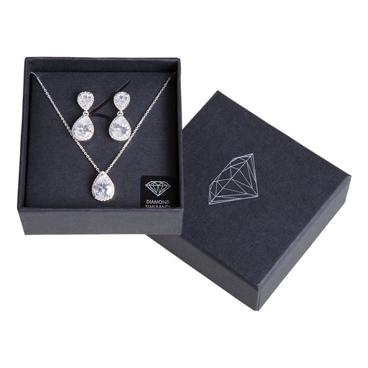 TEARDROP CRYSTAL EARRING AND NECKLACE SET