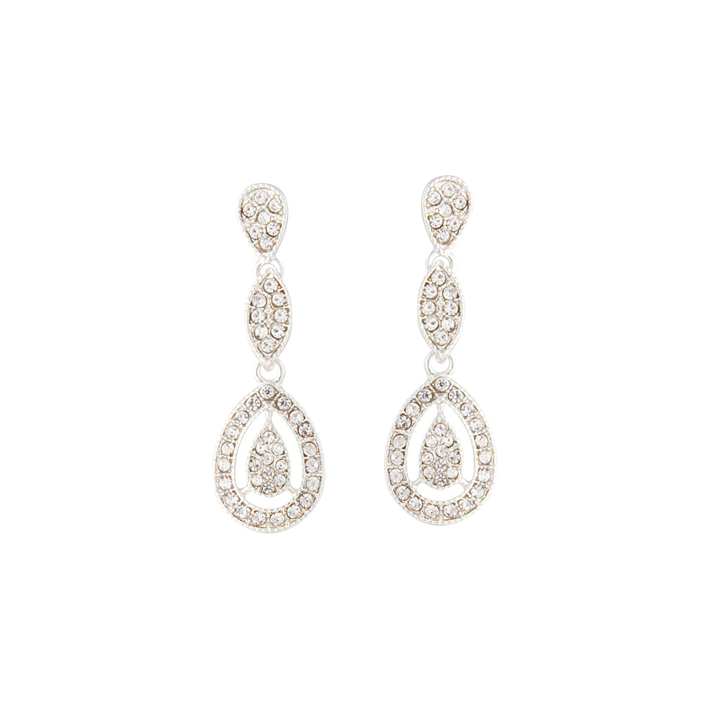 SILVER DIAMANTE STONE SET CUT OUT EARRING